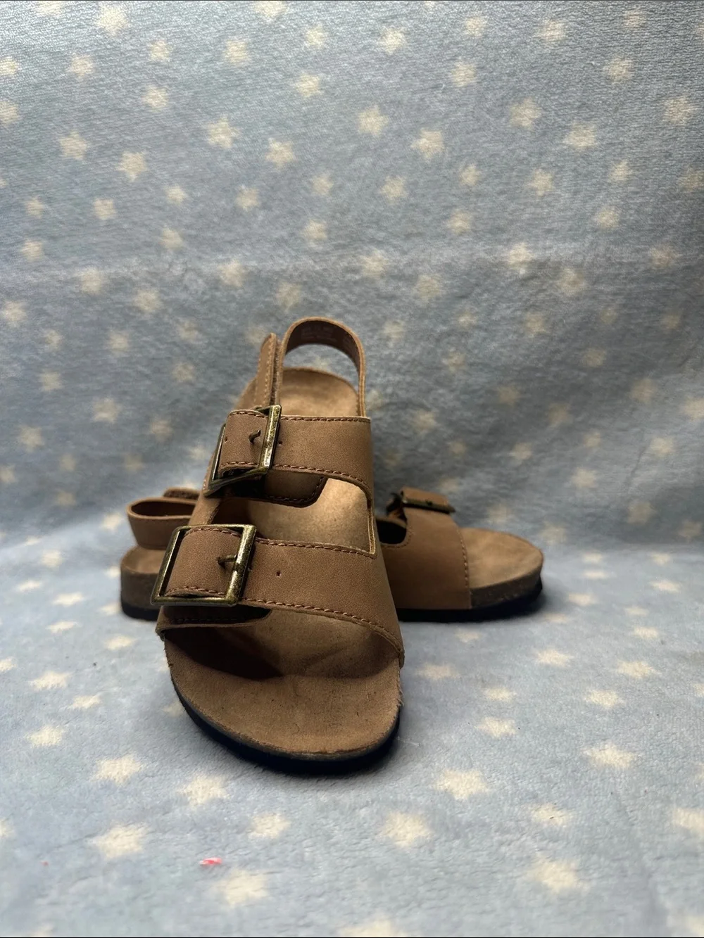 Kids Double-Buckle Brown Suede Sandals